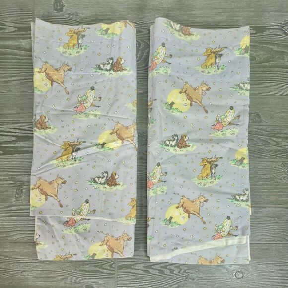 Laura Ashley Nursery Rhyme Curtain Valances Hey Diddle Cow Moon - Set of TWO! - Picture 3 of 12